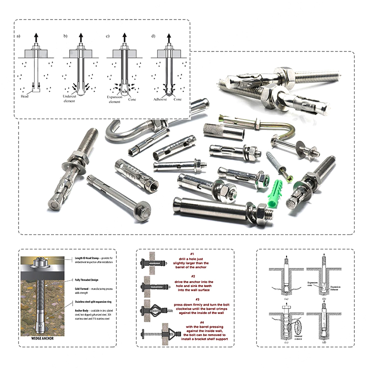 Carbon Steel SS A2 A4 Nylon Drop In Anchors Chemical Anchors Sleeve Anchors 