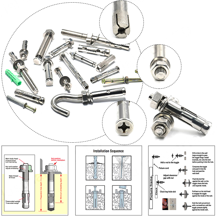 SS Drop In Anchors with Internal Thread And A Conical Inserted Anchor