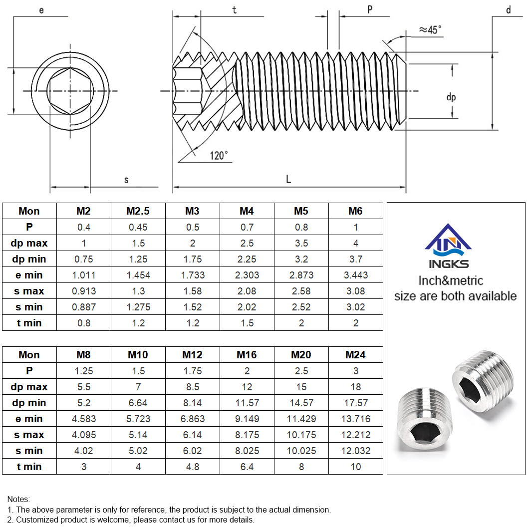 18-8 STainless Steel Hexagon Socket Flat Point Set Screw (1)