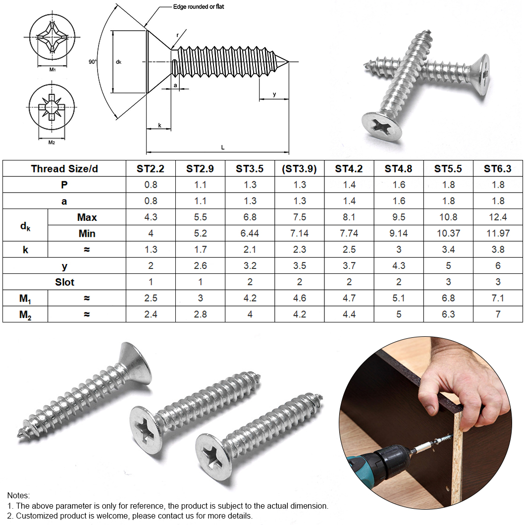 Phillips CSK Head Self Tapping Screws-ST2