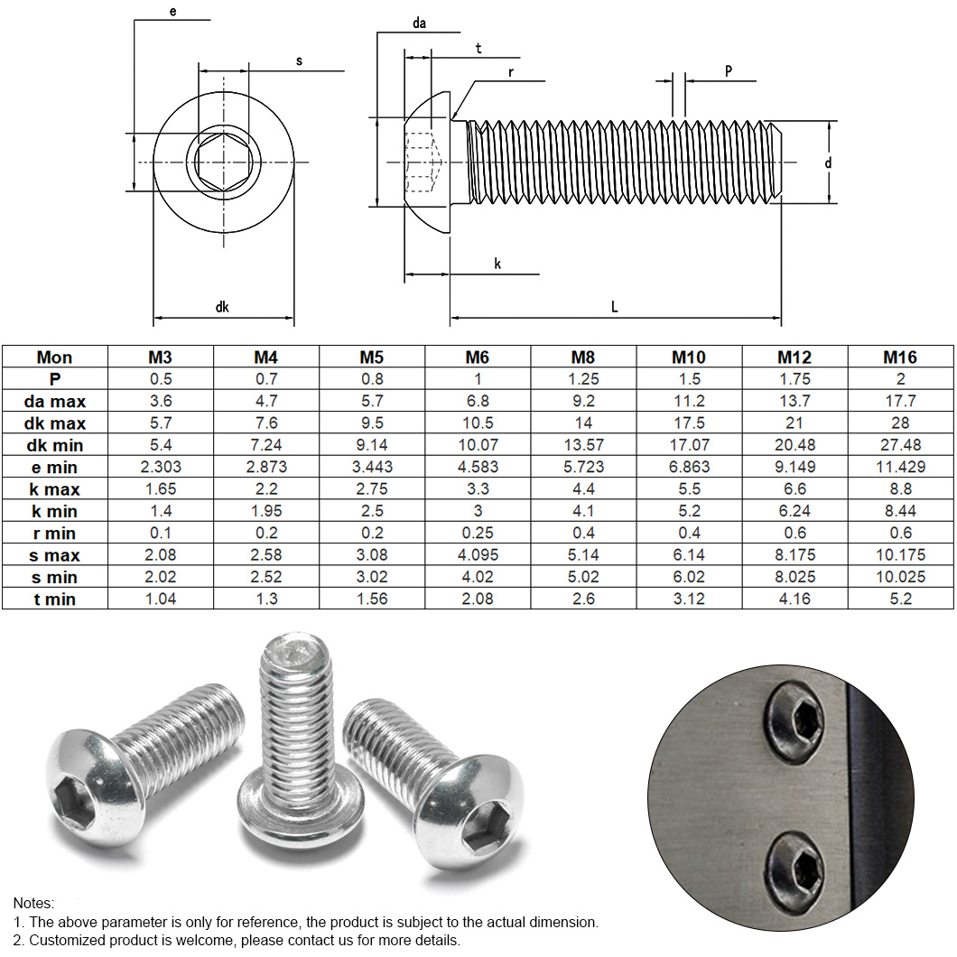 INGKS SS304 Hex Socket Button Head Machine Screw (1)