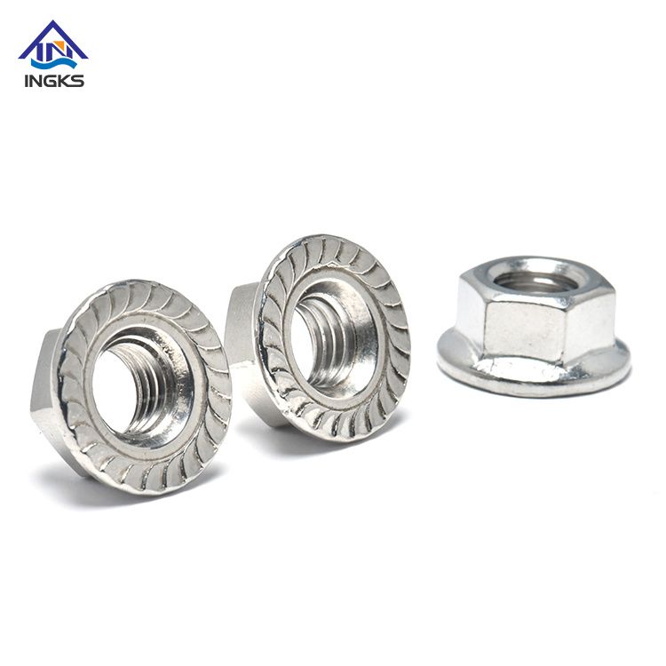 DIN6923 M5-M20 Hex Nut Stainless Steel 304 316 Hex Flange Nut Self-Locking Serrated