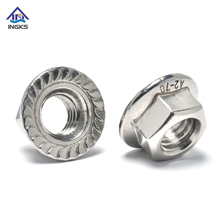 DIN6923 M5-M20 Hex Nut Stainless Steel 304 316 Hex Flange Nut Self-Locking Serrated