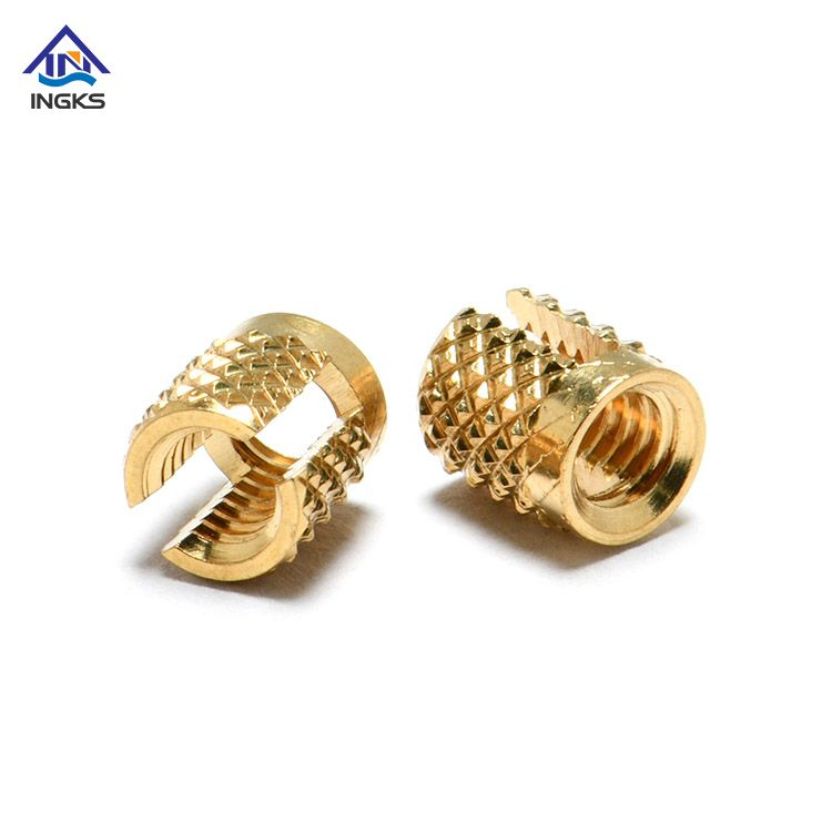 INGKS Brass Slotted Body Diamond Knurled Insert Nuts