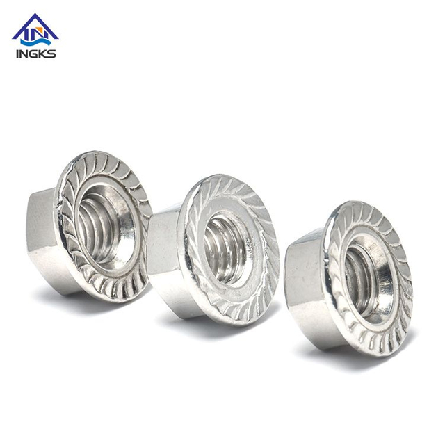 DIN6923 M5-M20 Hex Nut Stainless Steel 304 316 Hex Flange Nut Self-Locking Serrated