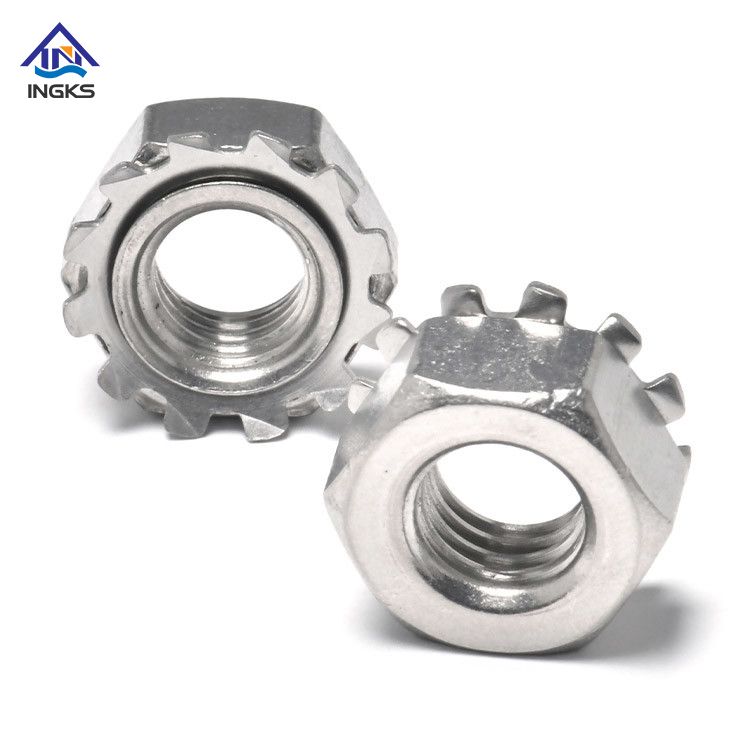 Stainless Steel K Type Lock Cap Nuts With Toothed Lock Washer